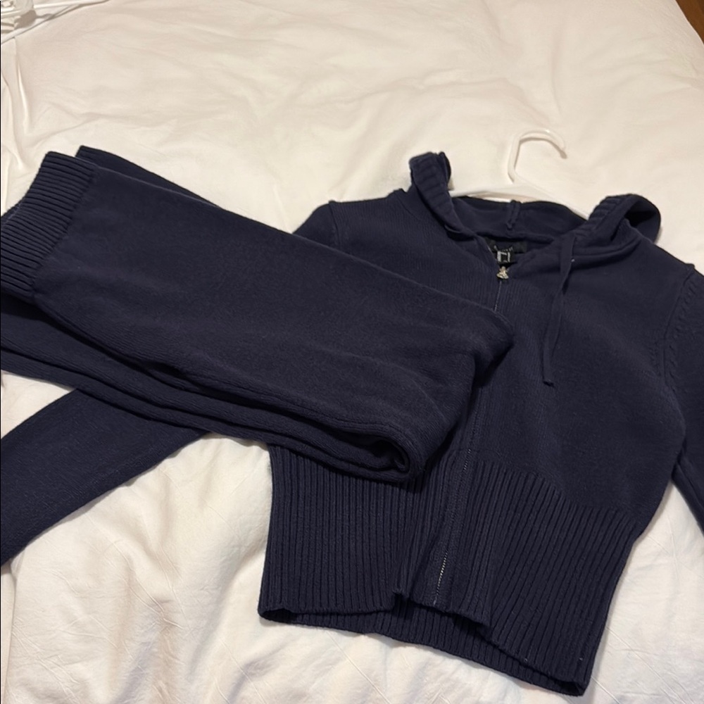 Navy Blue Hoodie and Pants Set